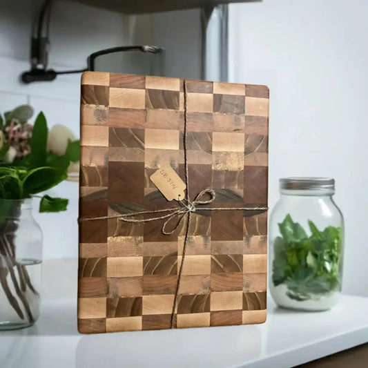 10" x 13" x 1.5" Handmade Butcher Block - Silver Maple, Spalted Maple, Cherry, Non-Slip, Eco-Friendly (SB-3714) - Stewarts Blocks and Boards