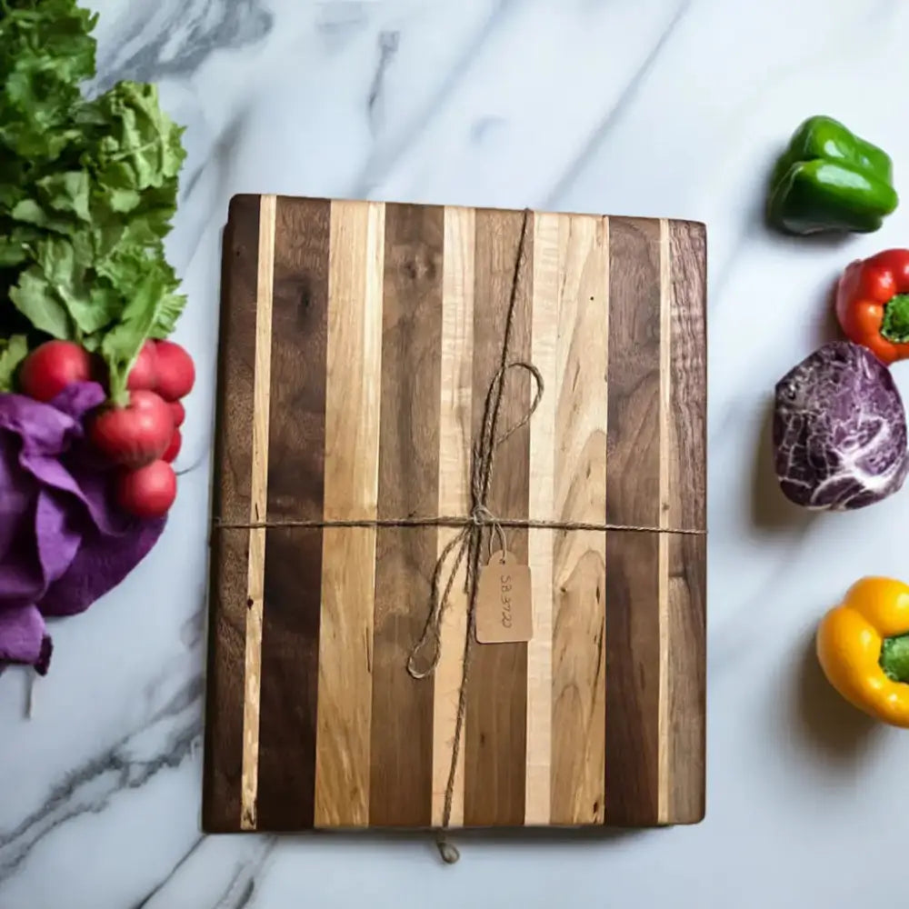 10" x 13" x 1" Handmade Cutting Board - Black Walnut, Spalted Hard Maple, Eco-Friendly (SB-3722) - Stewarts Blocks and Boards