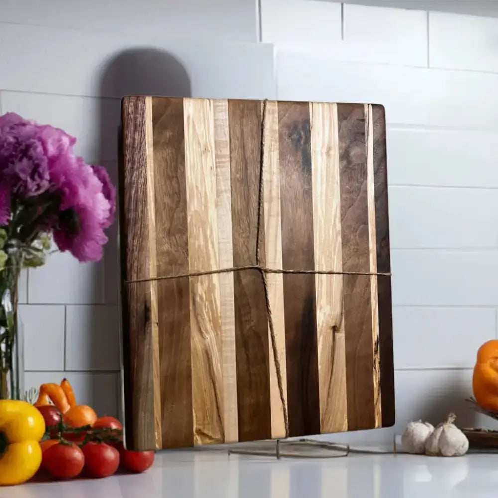 10" x 13" x 1" Handmade Cutting Board - Black Walnut, Spalted Hard Maple, Eco-Friendly (SB-3722) - Stewarts Blocks and Boards