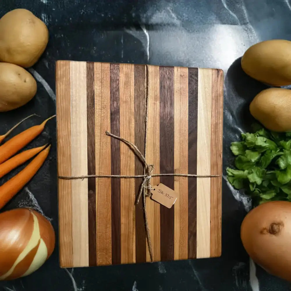 11" x 13" x 1.5" Handcrafted Cutting Board - Black Walnut, Cherry, Yellow Poplar, Non-Slip Peg Feet, Eco-Friendly (SB-3715) - Stewarts Blocks and Boards