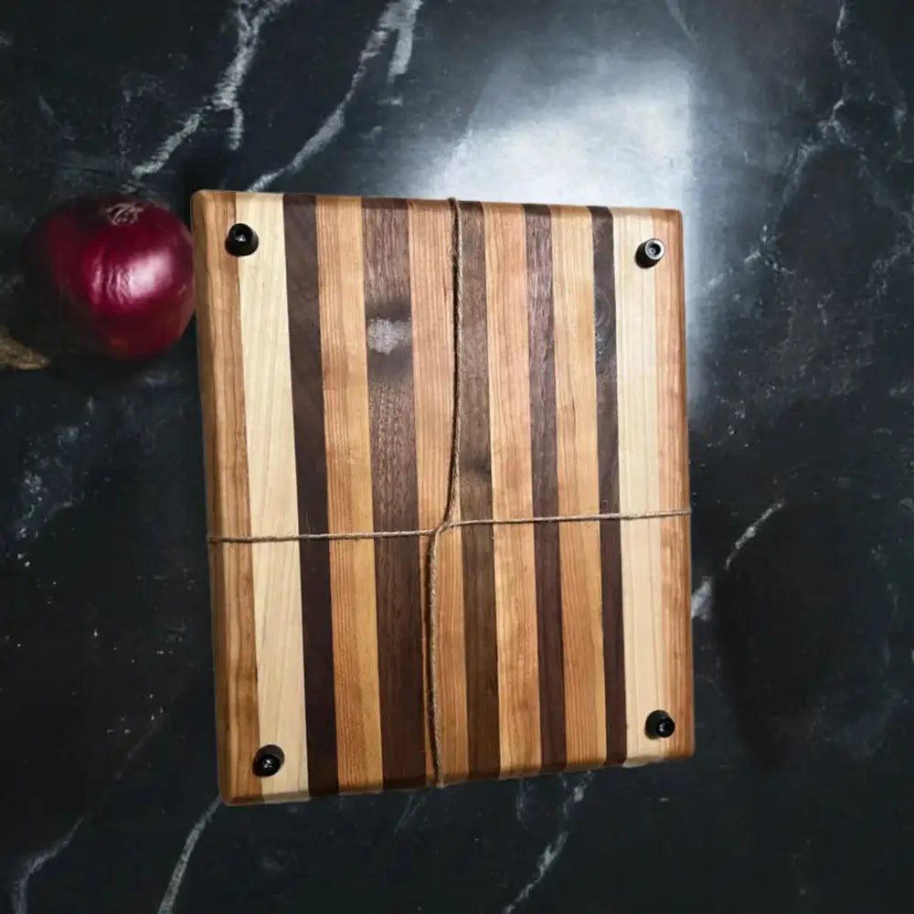 11" x 13" x 1.5" Handcrafted Cutting Board - Black Walnut, Cherry, Yellow Poplar, Non-Slip Peg Feet, Eco-Friendly (SB-3715) - Stewarts Blocks and Boards