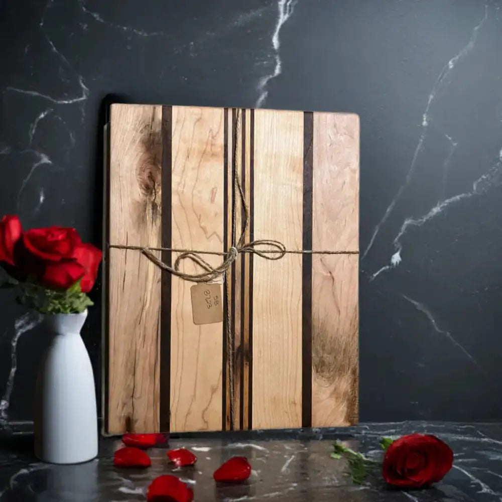 13" x 10.5" x 1" Handcrafted Cutting Board - Natural Hard Maple, Black Walnut, Eco-Friendly (SB-3723) - Stewarts Blocks and Boards