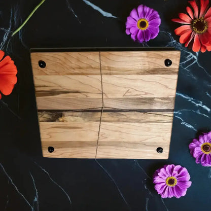 13" x 10.5" x 1" Handcrafted Cutting Board - Natural Hard Maple, Black Walnut, Eco-Friendly (SB-3725) - Stewarts Blocks and Boards