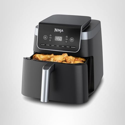 Ninja | Air Fryer | 6.5 QT Pro XL Capacity fits 9lbs of Wings | 6-in-1 Max Crisp, Air Fry, Roast, Bake, Reheat & Dehydrate | Nonstick Basket, Crisper Plate & Recipe Guide | Grey | AF181