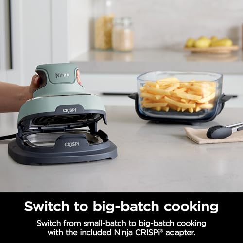 Ninja | Air Fryer | Crispi 4-in-1 Portable Cooking System | 4QT & 6 Cup Glass Containers, Crisper Plates & Storage Lids Included | Microwave, Freezer & Dishwasher Safe | Cherry Crush | FN101DR