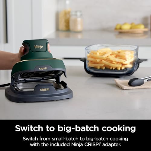 Ninja | Air Fryer | Crispi 4-in-1 Portable Cooking System | 4QT & 6 Cup Glass Containers, Crisper Plates & Storage Lids Included | Microwave, Freezer & Dishwasher Safe | Cherry Crush | FN101DR