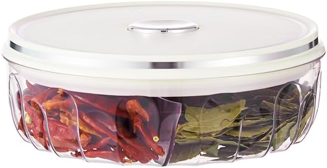 Round Spice Organizer Box with Lid – 5-Compartment Clear Seasoning Container for Kitchen – BPA-Free Food Grade Storage for Herbs, Dried Chili, Star Anise & More