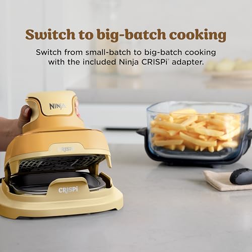 Ninja | Air Fryer | Crispi 4-in-1 Portable Cooking System | 4QT & 6 Cup Glass Containers, Crisper Plates & Storage Lids Included | Microwave, Freezer & Dishwasher Safe | Cherry Crush | FN101DR