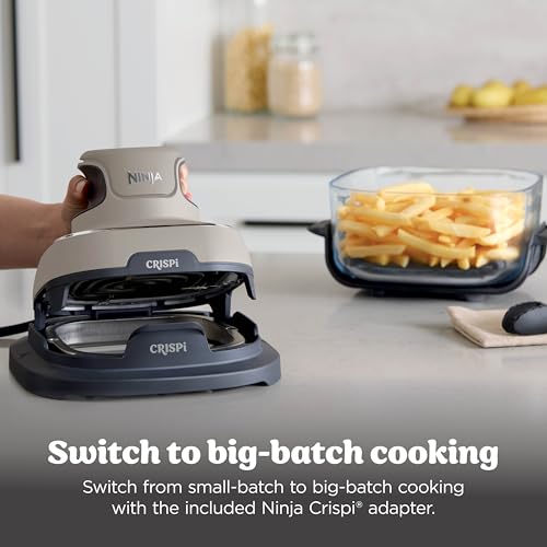 Ninja | Air Fryer | Crispi 4-in-1 Portable Cooking System | 4QT & 6 Cup Glass Containers, Crisper Plates & Storage Lids Included | Microwave, Freezer & Dishwasher Safe | Cherry Crush | FN101DR