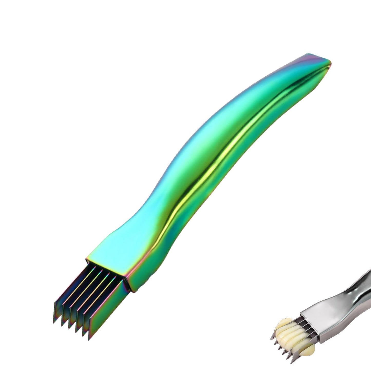 Stainless Steel Onion Cutter, 2026 New Shred Silk for Vegetable, Household Multifunctional Food Slicer Gadget, Home Kitchen Cutter Sharp Scallion Shredding (1PC(Gold))