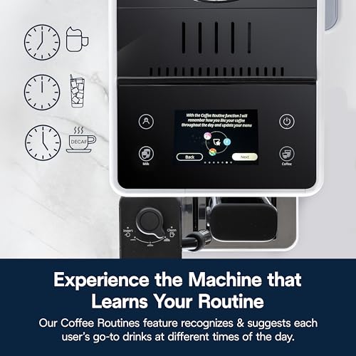 De'Longhi Rivelia Automatic Espresso Machine with Grinder & Milk Frother – All-in-One Coffee Maker, Hot & Iced Latte, Cappuccino, Bean Switch System, Burr Grinder, Compact Italian Design, Black