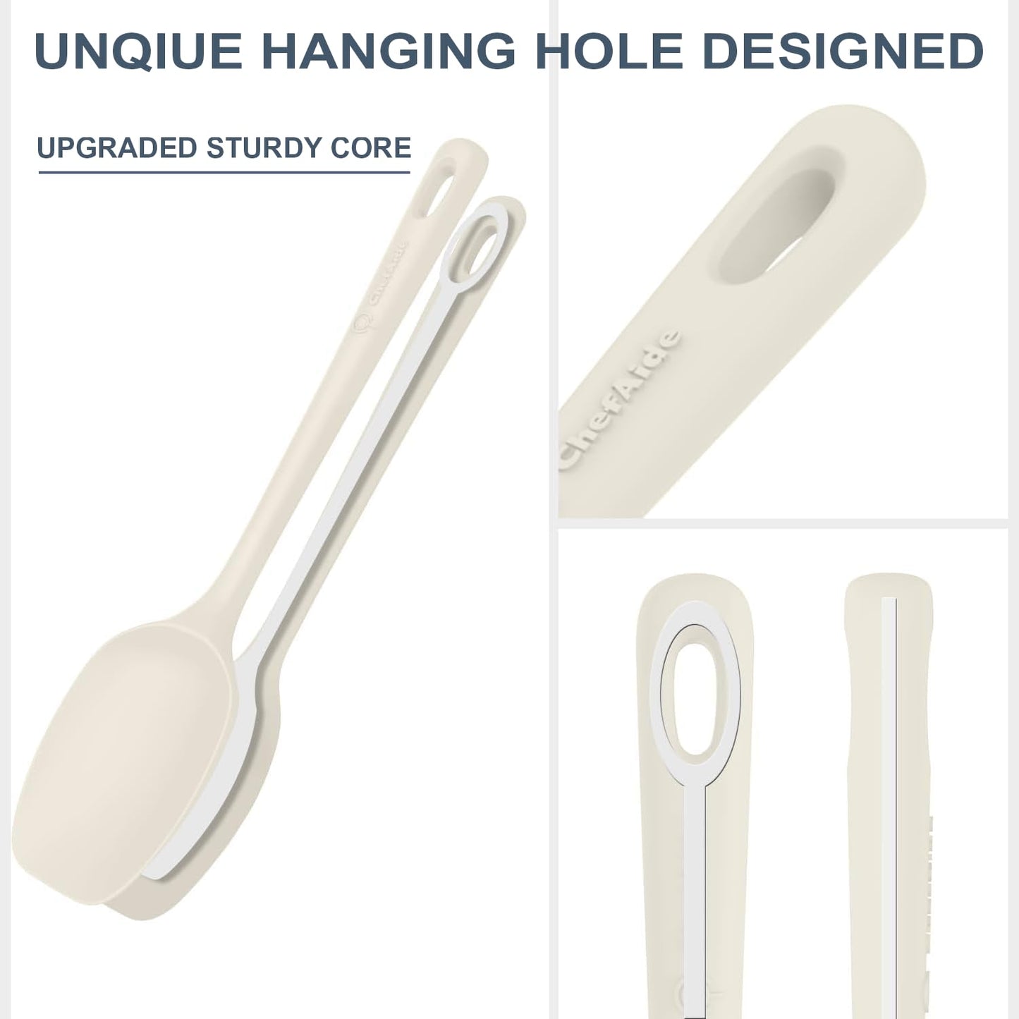 5 Pieces Silicone Spatula Set, Food Grade Rubber Spatula, Upgrade Strong Handle with Ergonomic Grip, Heat Resistant Up to 600°F for Nonstick Cookware, Cooking