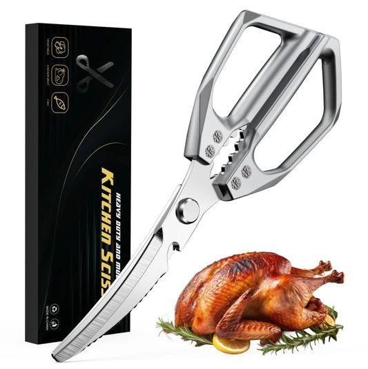 BALUCA Heavy Duty Kitchen Scissors All Purpose - Professional Stainless Steel Japanese Kitchen Shears for Food, Chicken Bones & Turkey | Dishwasher Safe, Sharp Meat & Poultry Scissors (Modern)
