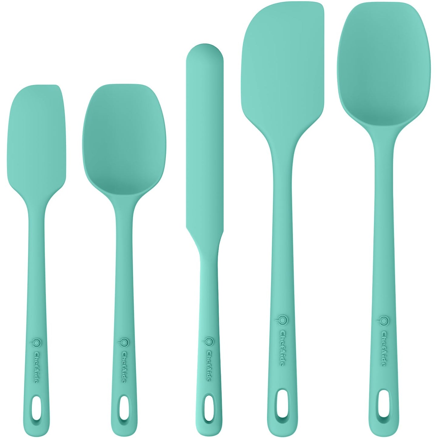 5 Pieces Silicone Spatula Set, Food Grade Rubber Spatula, Upgrade Strong Handle with Ergonomic Grip, Heat Resistant Up to 600°F for Nonstick Cookware, Cooking