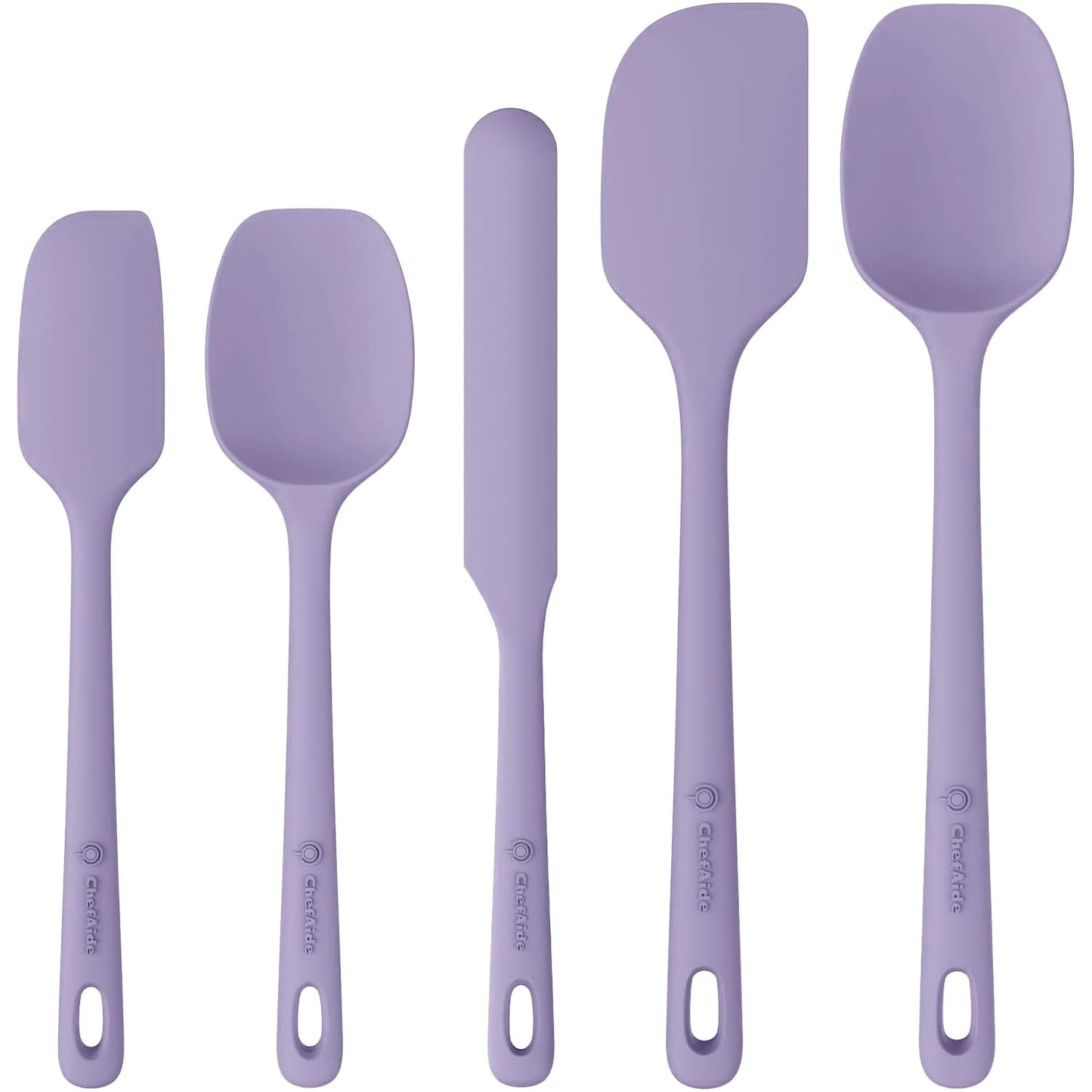 5 Pieces Silicone Spatula Set, Food Grade Rubber Spatula, Upgrade Strong Handle with Ergonomic Grip, Heat Resistant Up to 600°F for Nonstick Cookware, Cooking