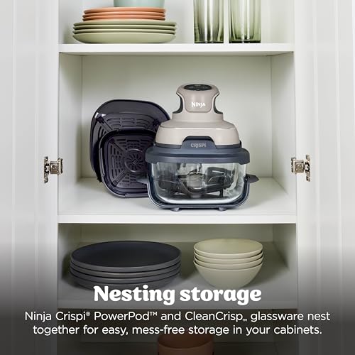 Ninja | Air Fryer | Crispi 4-in-1 Portable Cooking System | 4QT & 6 Cup Glass Containers, Crisper Plates & Storage Lids Included | Microwave, Freezer & Dishwasher Safe | Cherry Crush | FN101DR