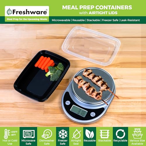 Freshware Meal Prep Containers [150 Pack] 1 Compartment with Lids, Food Storage Containers, Bento Box, BPA Free, Stackable, Microwave/Dishwasher/Freezer Safe (24 oz)