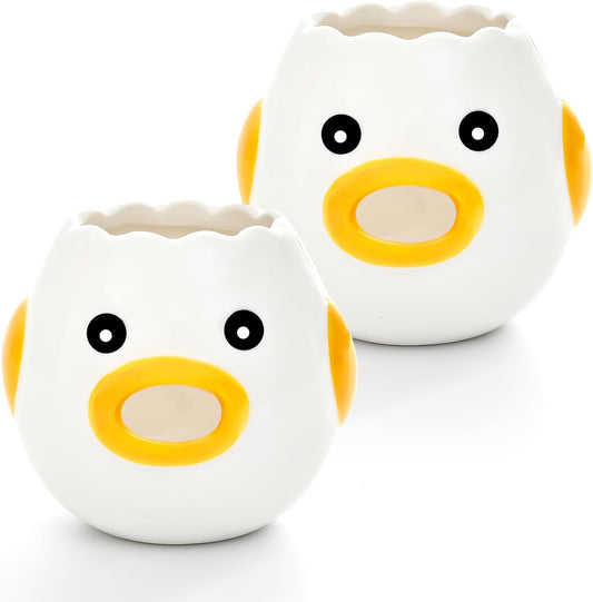 Cute Kitchen Gadgets【2 PCS】Egg Separator for Raw Eggs - Ceramic Egg White/Yolk Separator Tool, Baking Gifts for Women, Lovely Chicken Baking Supplies, Stuff, Accessories.
