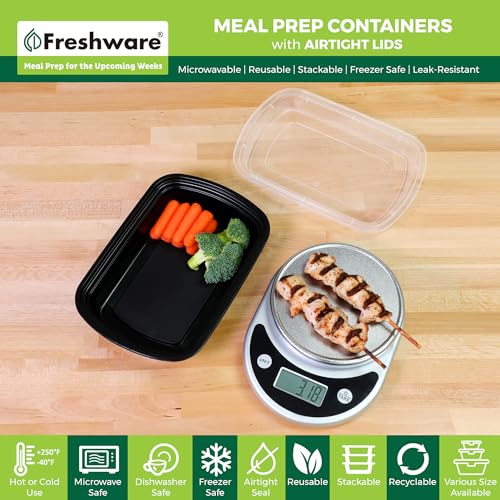 Freshware Meal Prep Containers [150 Pack] 1 Compartment with Lids, Food Storage Containers, Bento Box, BPA Free, Stackable, Microwave/Dishwasher/Freezer Safe (24 oz)