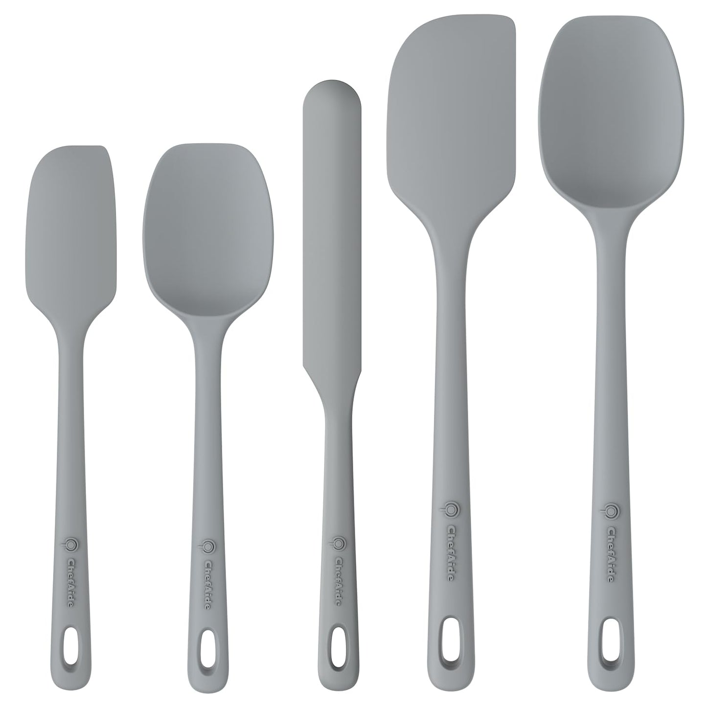 5 Pieces Silicone Spatula Set, Food Grade Rubber Spatula, Upgrade Strong Handle with Ergonomic Grip, Heat Resistant Up to 600°F for Nonstick Cookware, Cooking