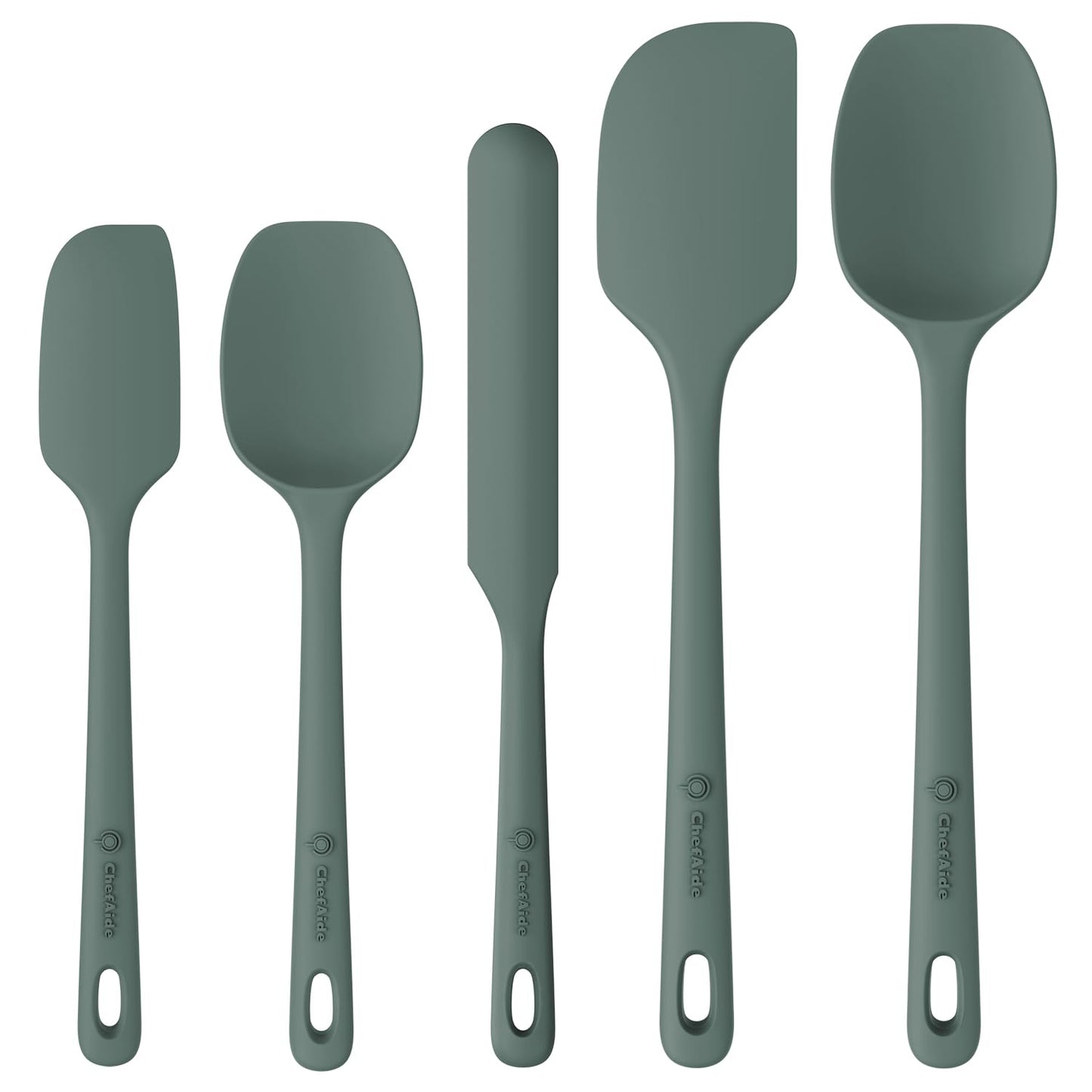 5 Pieces Silicone Spatula Set, Food Grade Rubber Spatula, Upgrade Strong Handle with Ergonomic Grip, Heat Resistant Up to 600°F for Nonstick Cookware, Cooking