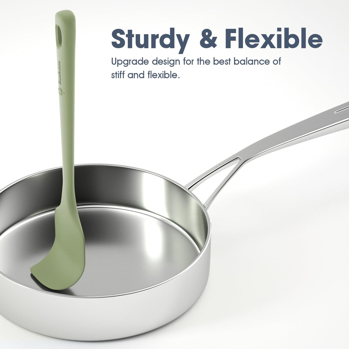 5 Pieces Silicone Spatula Set, Food Grade Rubber Spatula, Upgrade Strong Handle with Ergonomic Grip, Heat Resistant Up to 600°F for Nonstick Cookware, Cooking