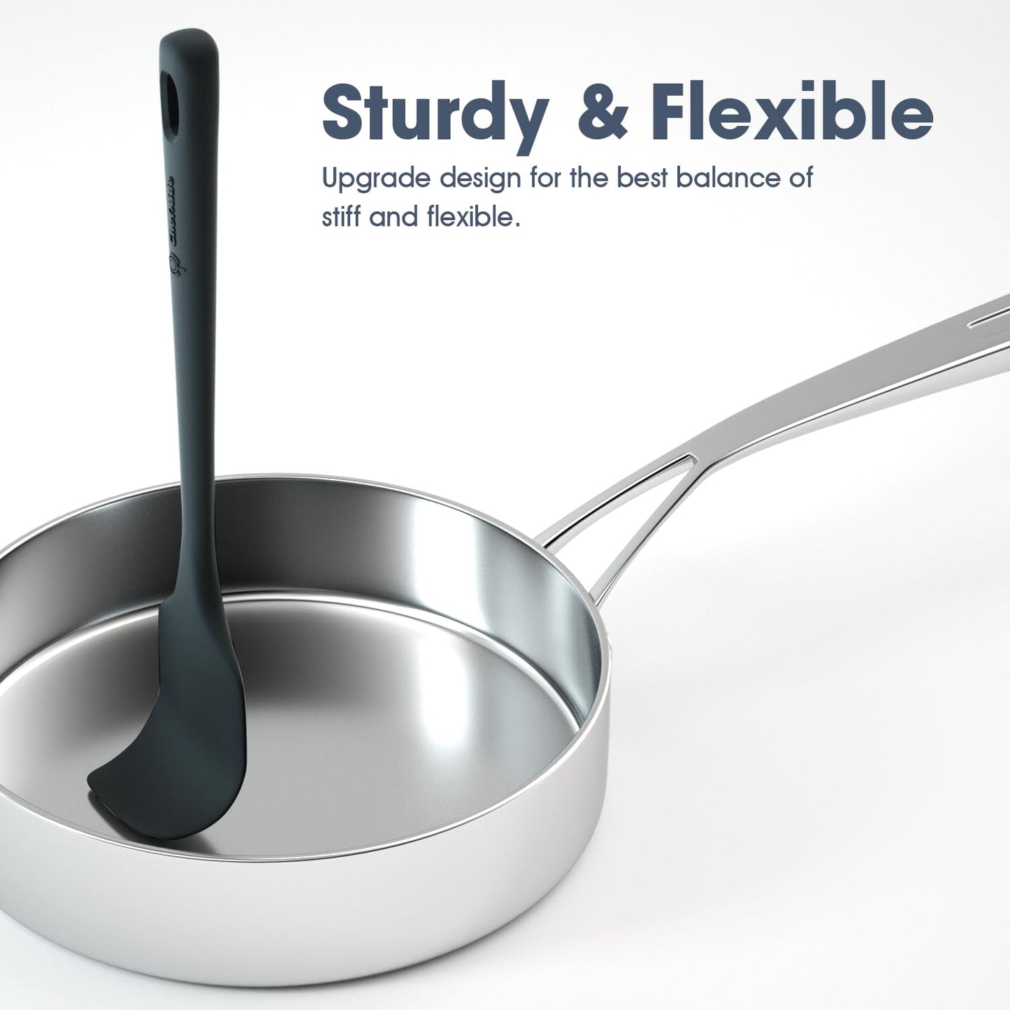 5 Pieces Silicone Spatula Set, Food Grade Rubber Spatula, Upgrade Strong Handle with Ergonomic Grip, Heat Resistant Up to 600°F for Nonstick Cookware, Cooking