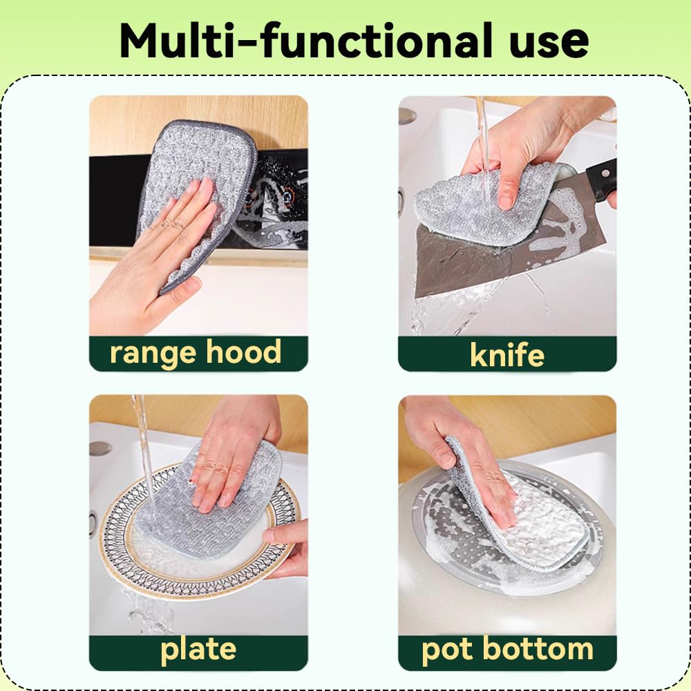 Multipurpose Wire Dishwashing Rags, 2025 Upgraded Double-Sided Metal and Cotton Dish Cloth for Wet and Dry, No Scratches Kitchen Cleaning Dish Rags for Sinks, Pots, Pans (5)