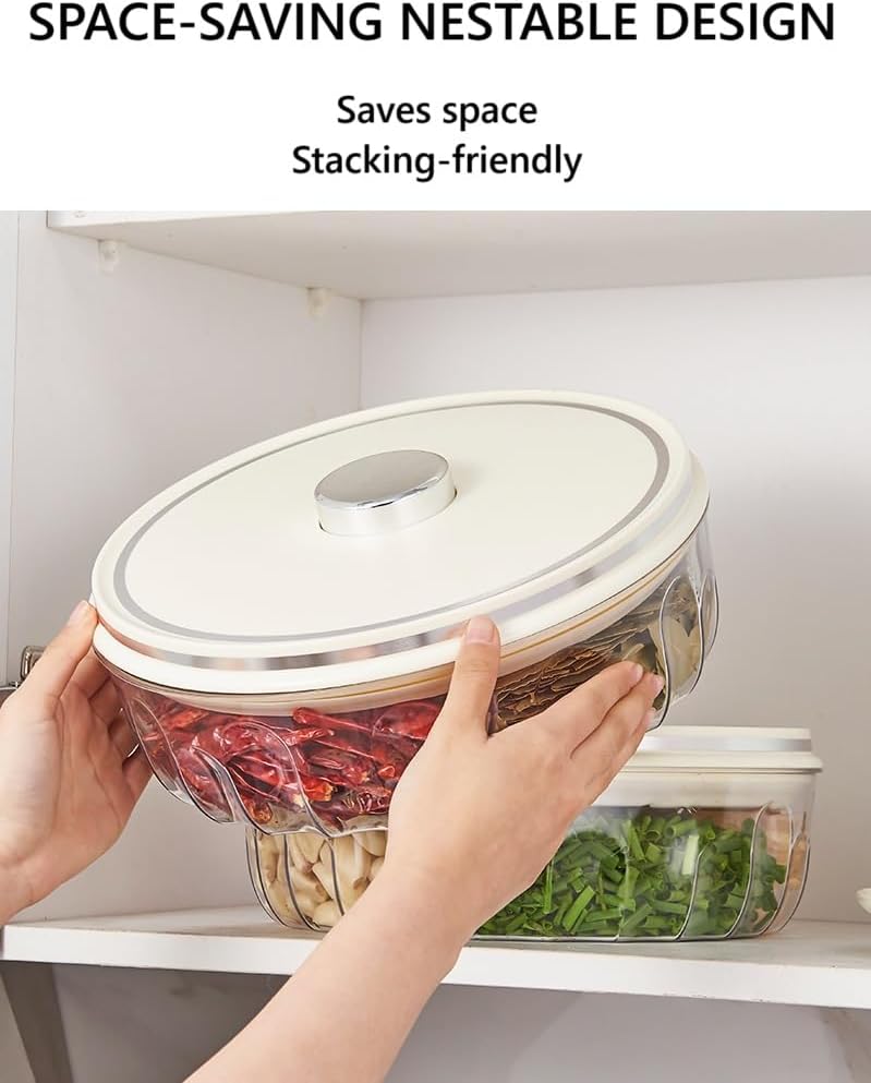 Round Spice Organizer Box with Lid – 5-Compartment Clear Seasoning Container for Kitchen – BPA-Free Food Grade Storage for Herbs, Dried Chili, Star Anise & More