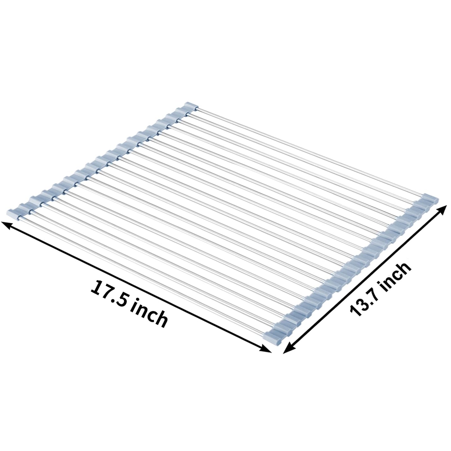 MECHEER Over The Sink Dish Drying Rack, Roll Up Dish Drying Rack Kitchen Dish Rack Stainless Steel Sink Drying Rack, Foldable Dish Drainer, Gray