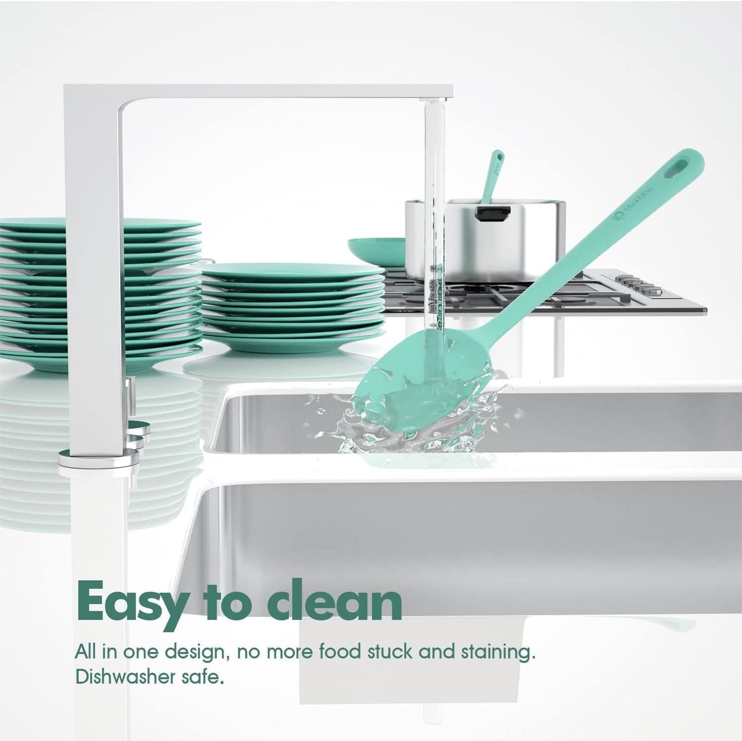 5 Pieces Silicone Spatula Set, Food Grade Rubber Spatula, Upgrade Strong Handle with Ergonomic Grip, Heat Resistant Up to 600°F for Nonstick Cookware, Cooking