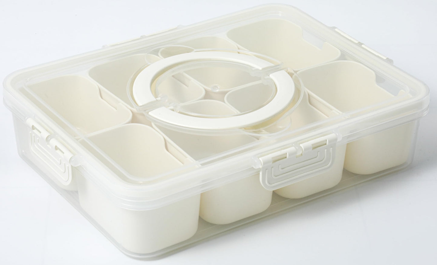 Divided Serving Tray for Candy, Condiment, Fruits and Nuts - Dishwasher Safe Snackle Box Container with Lid - Portable Charcuterie Board for Parties, Picnics, Travel and On-the-Go Snacking (6 Cups)