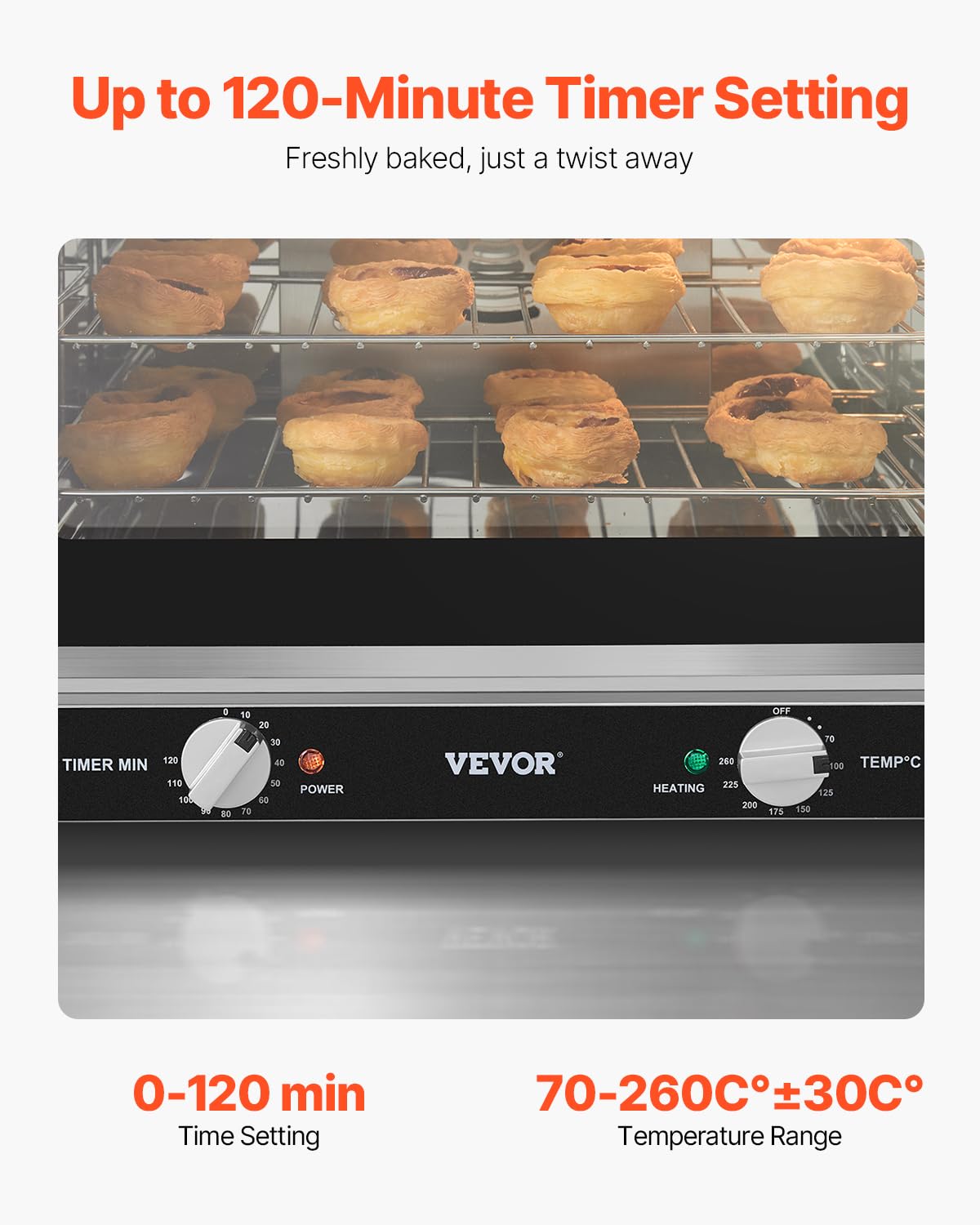 VEVOR Commercial Convection Oven, 21L/19Qt, Quarter-Size Conventional Oven Countertop, 1440W 3-Tier Toaster w/Front Glass Door, Electric Baking Oven w/Trays Wire Racks Clip Gloves, 120V