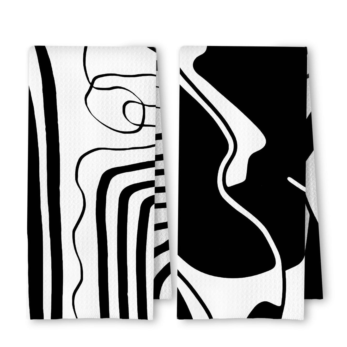 Beige and Black Moroccan Kitchen Towels, Boho Abstract Dish Tea Towels for Kitchen Decor, Retro Mid Century Modern Hand Towel for Bathroom Decor, 16x24 Inches