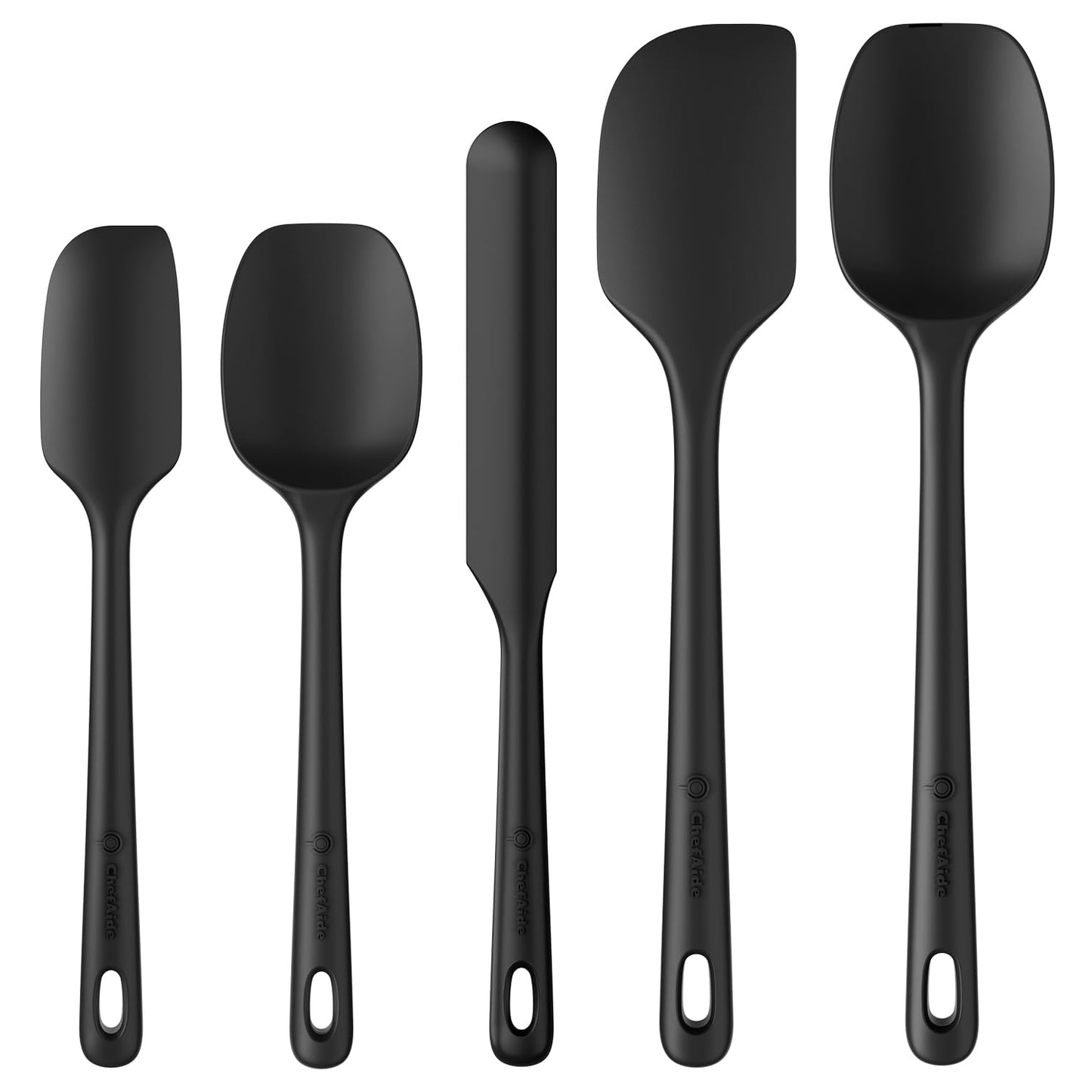 5 Pieces Silicone Spatula Set, Food Grade Rubber Spatula, Upgrade Strong Handle with Ergonomic Grip, Heat Resistant Up to 600°F for Nonstick Cookware, Cooking