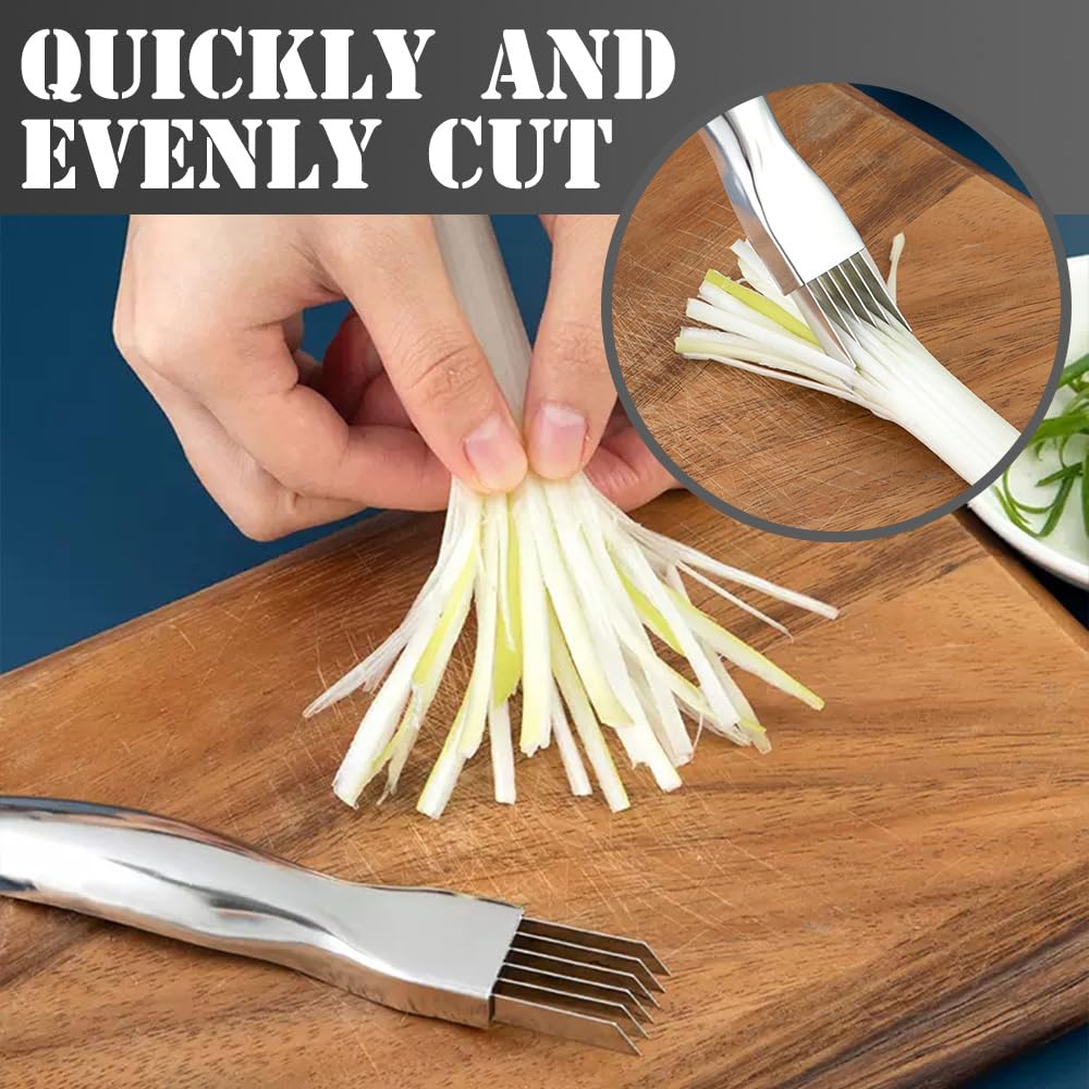 Stainless Steel Onion Cutter, 2026 New Shred Silk for Vegetable, Household Multifunctional Food Slicer Gadget, Home Kitchen Cutter Sharp Scallion Shredding (1PC(Gold))