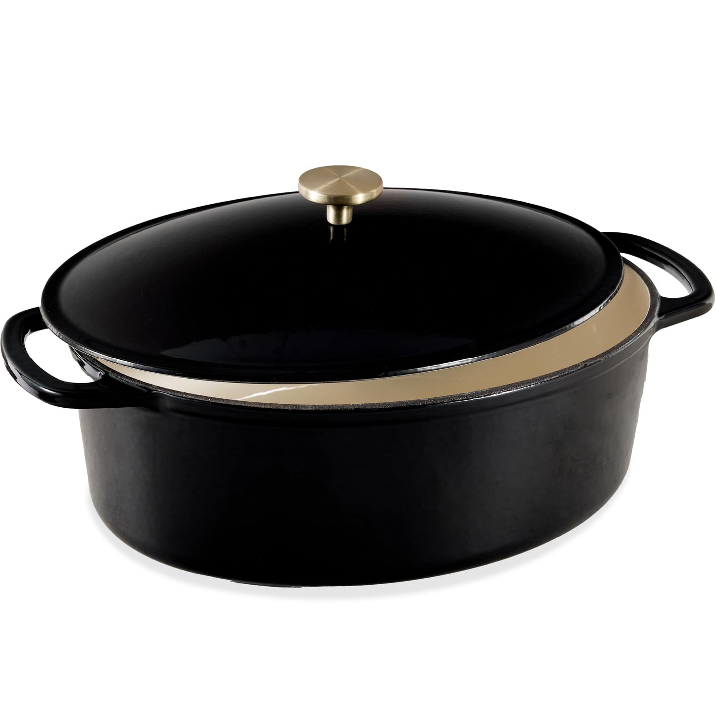 Best Choice Products 6 Quart Enamel Cast-Iron Round Dutch Oven, Family Style Heavy-Duty Pre-Seasoned Cookware for Home, Kitchen, Dining Room, Oven Safe w/Lid, Dual Handles - Black Licorice