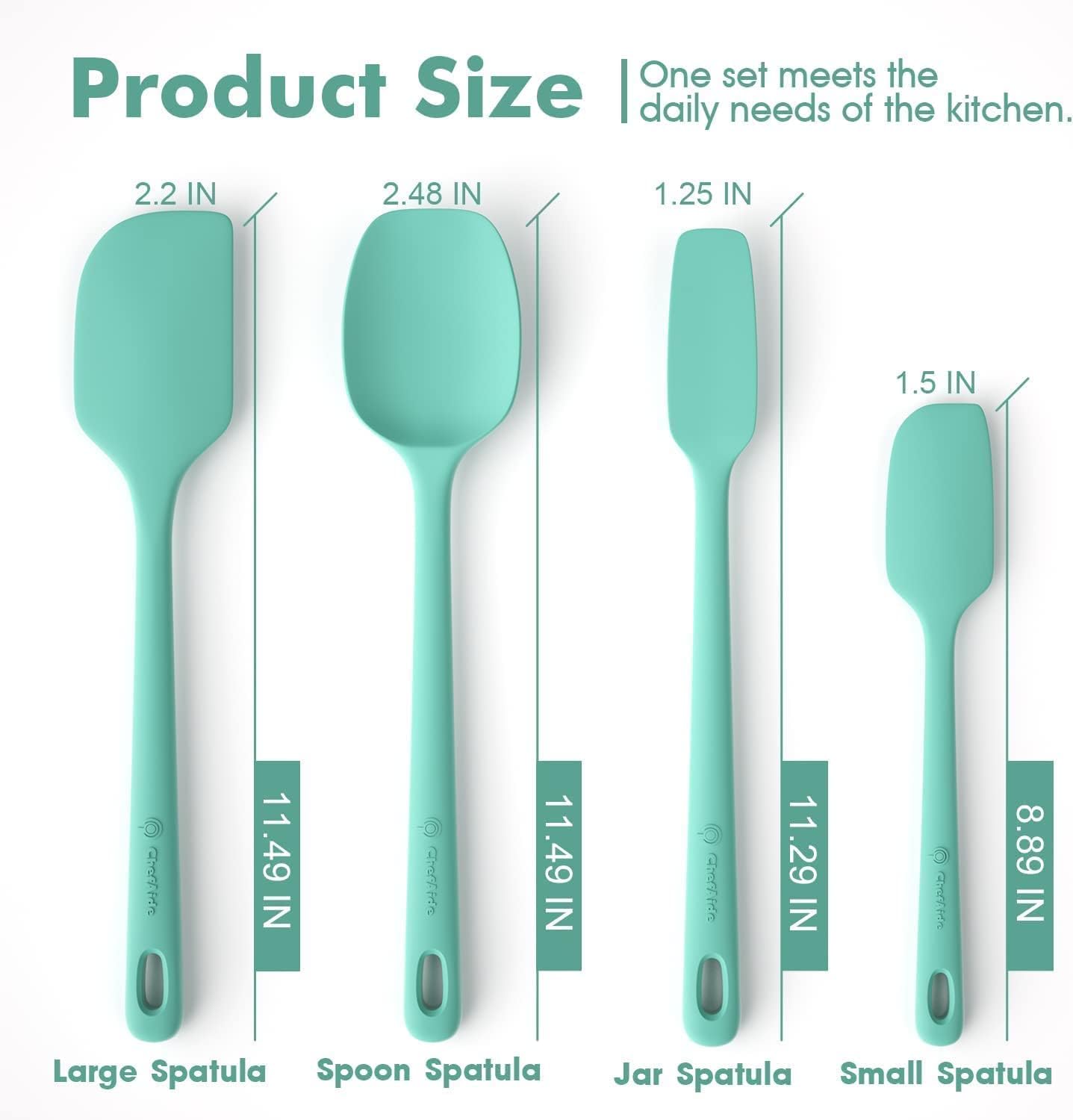 5 Pieces Silicone Spatula Set, Food Grade Rubber Spatula, Upgrade Strong Handle with Ergonomic Grip, Heat Resistant Up to 600°F for Nonstick Cookware, Cooking