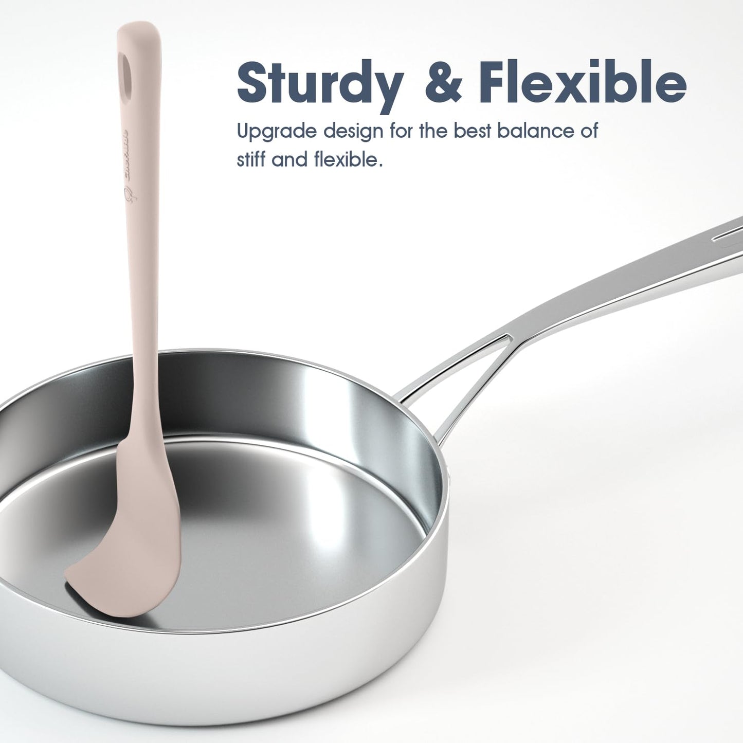 5 Pieces Silicone Spatula Set, Food Grade Rubber Spatula, Upgrade Strong Handle with Ergonomic Grip, Heat Resistant Up to 600°F for Nonstick Cookware, Cooking