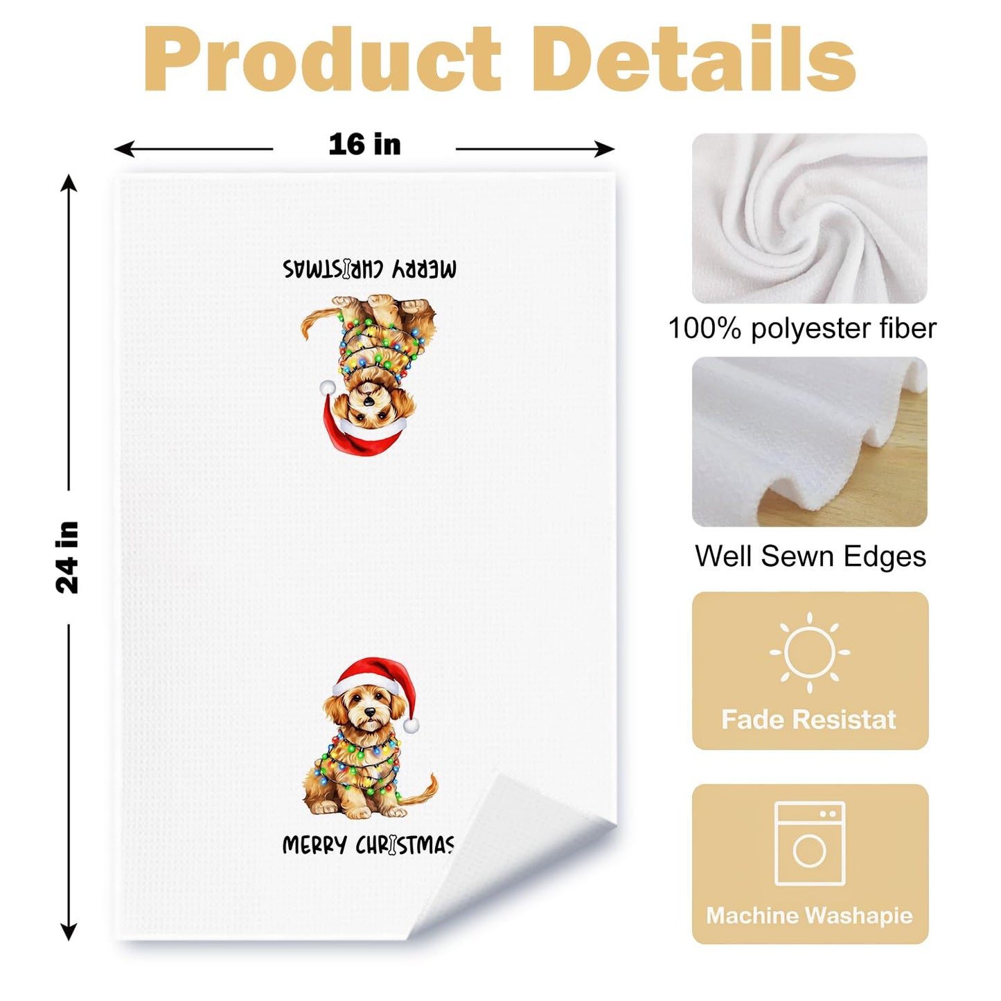 Cavapoo Dog Kitchen Towels, Cavapoo Gifts for Women Dish Tea Towels for Kitchen Decor, Dog Lovers Mom Gifts Decorative Hand Towel for Bathroom, 16x24 Inches