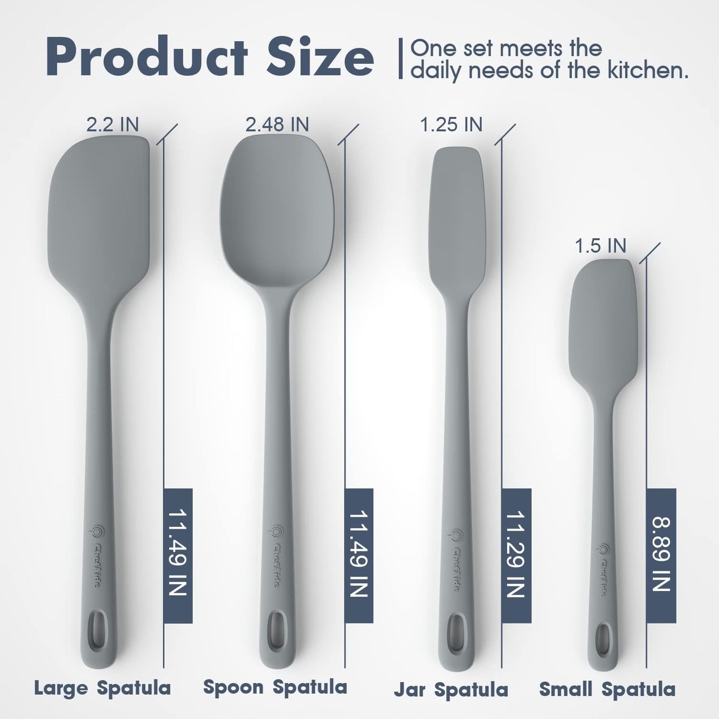 5 Pieces Silicone Spatula Set, Food Grade Rubber Spatula, Upgrade Strong Handle with Ergonomic Grip, Heat Resistant Up to 600°F for Nonstick Cookware, Cooking