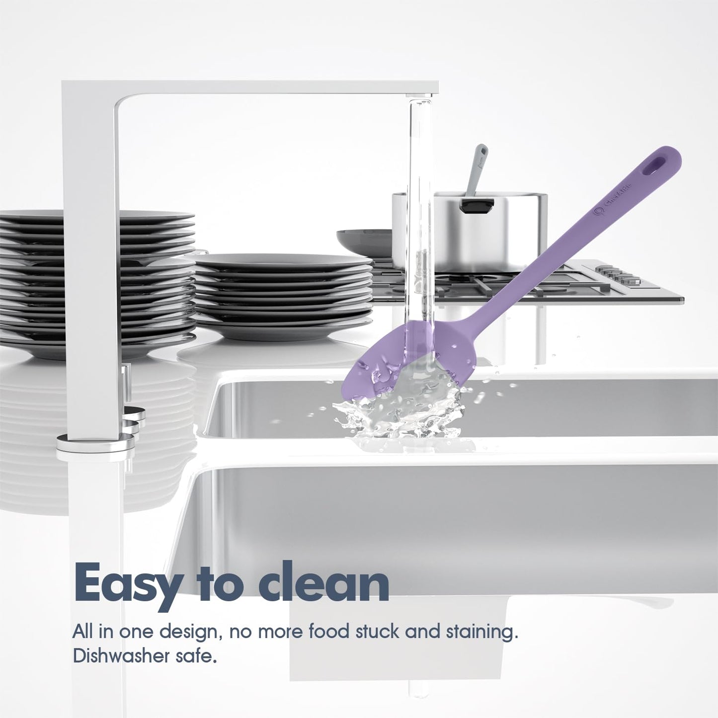 5 Pieces Silicone Spatula Set, Food Grade Rubber Spatula, Upgrade Strong Handle with Ergonomic Grip, Heat Resistant Up to 600°F for Nonstick Cookware, Cooking