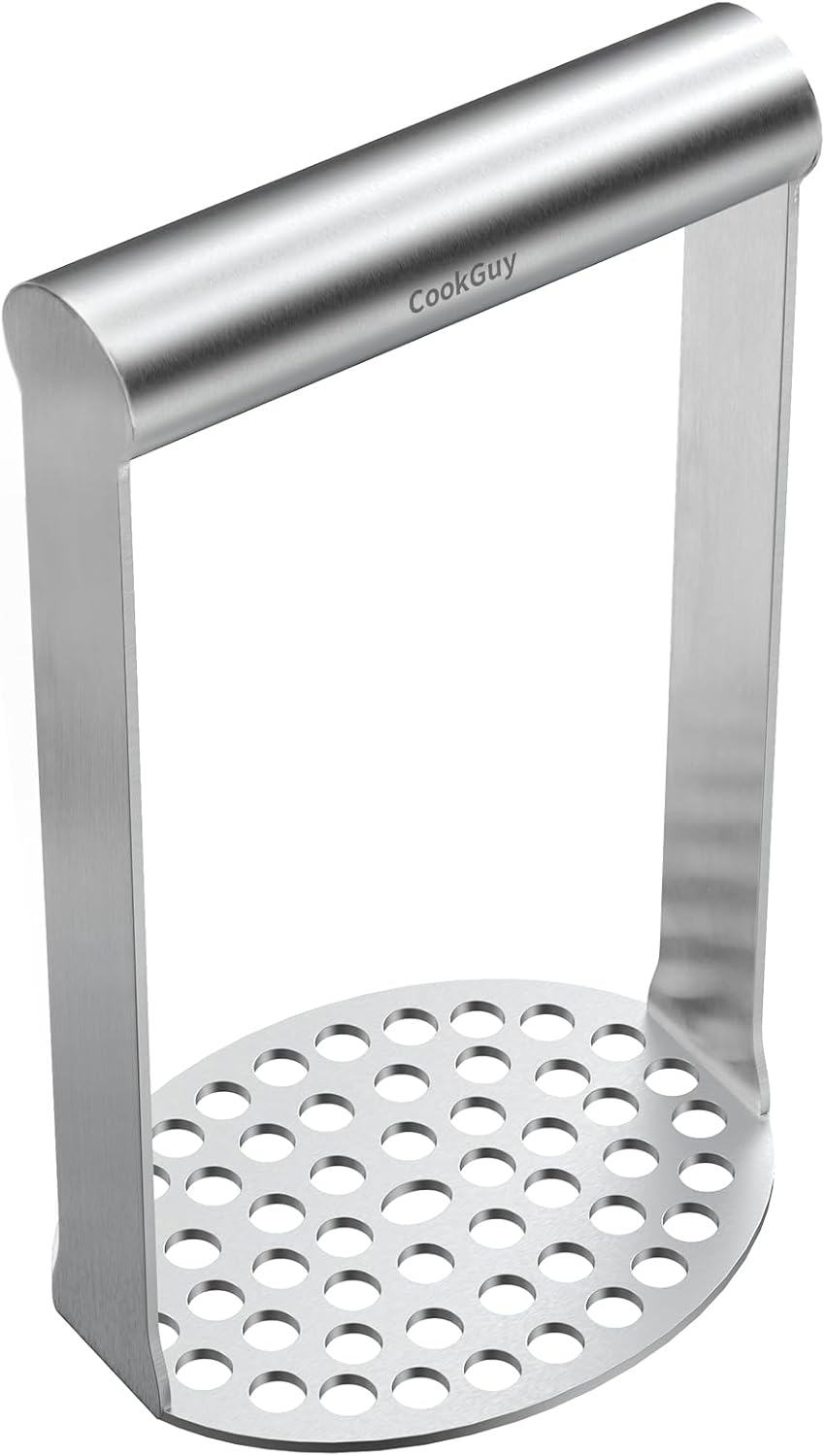 Cook Guy Heavy Duty Potato Masher – Premium Stainless Steel Food Masher for Potatoes, Avocados, Beans & Vegetables – Versatile Kitchen Tool with Ergonomic Horizontal Handle – Dishwasher Safe