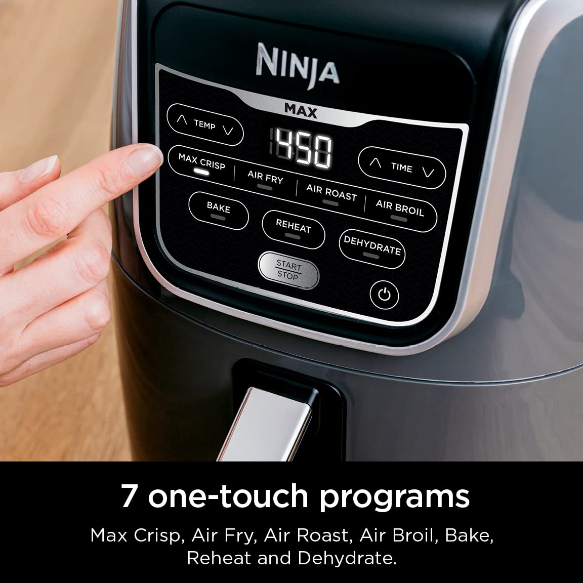 Ninja | Air Fryer | 6.5 QT Pro XL Capacity fits 9lbs of Wings | 6-in-1 Max Crisp, Air Fry, Roast, Bake, Reheat & Dehydrate | Nonstick Basket, Crisper Plate & Recipe Guide | Grey | AF181