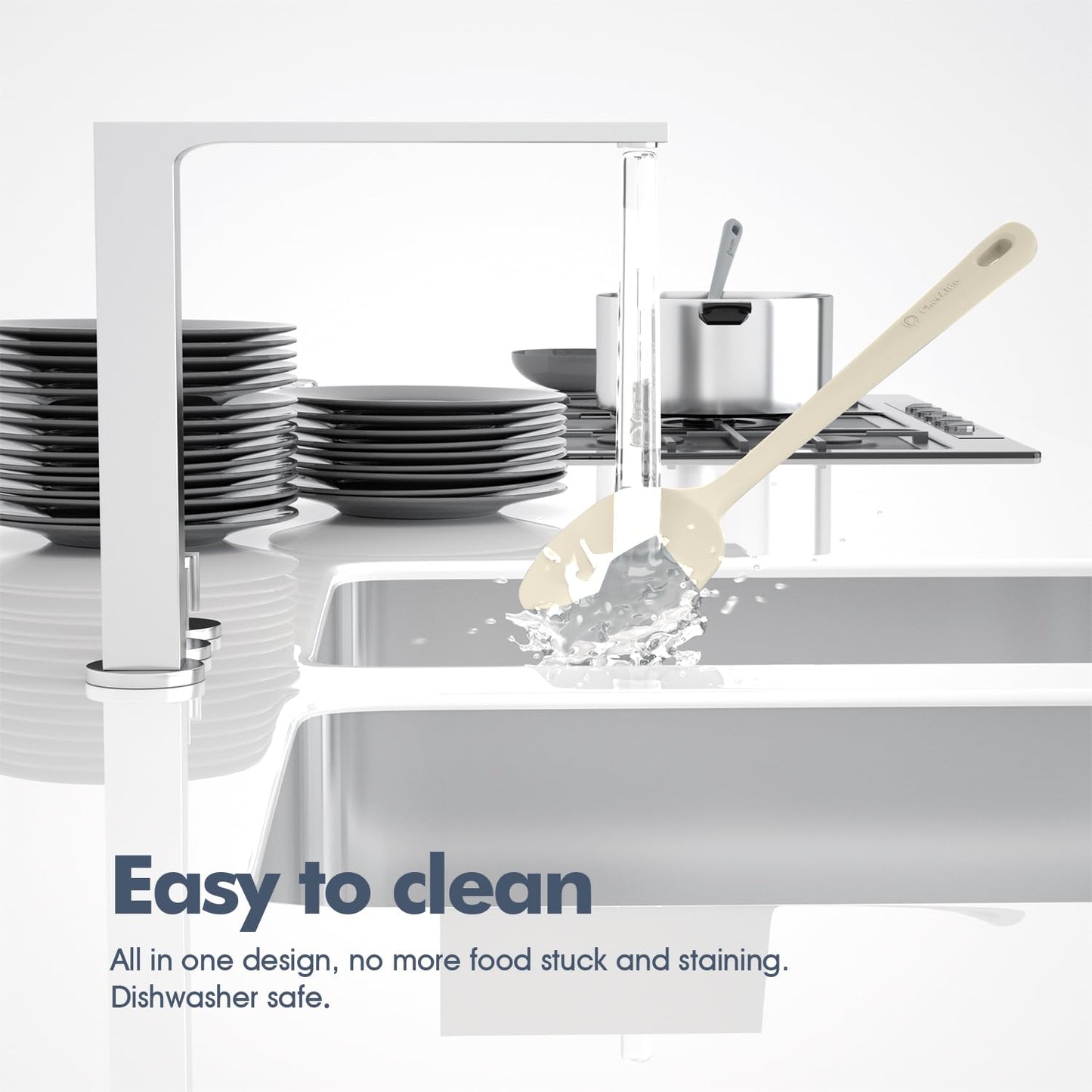 5 Pieces Silicone Spatula Set, Food Grade Rubber Spatula, Upgrade Strong Handle with Ergonomic Grip, Heat Resistant Up to 600°F for Nonstick Cookware, Cooking