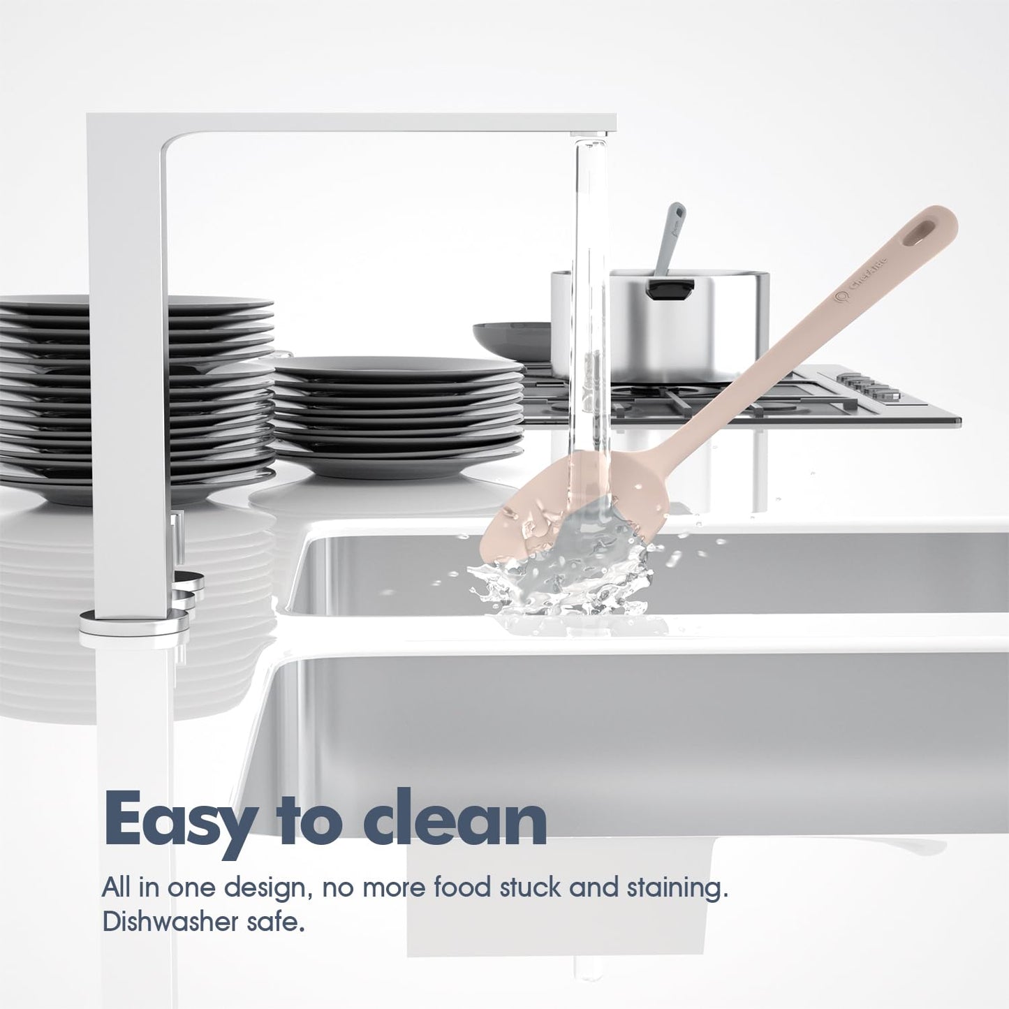 5 Pieces Silicone Spatula Set, Food Grade Rubber Spatula, Upgrade Strong Handle with Ergonomic Grip, Heat Resistant Up to 600°F for Nonstick Cookware, Cooking