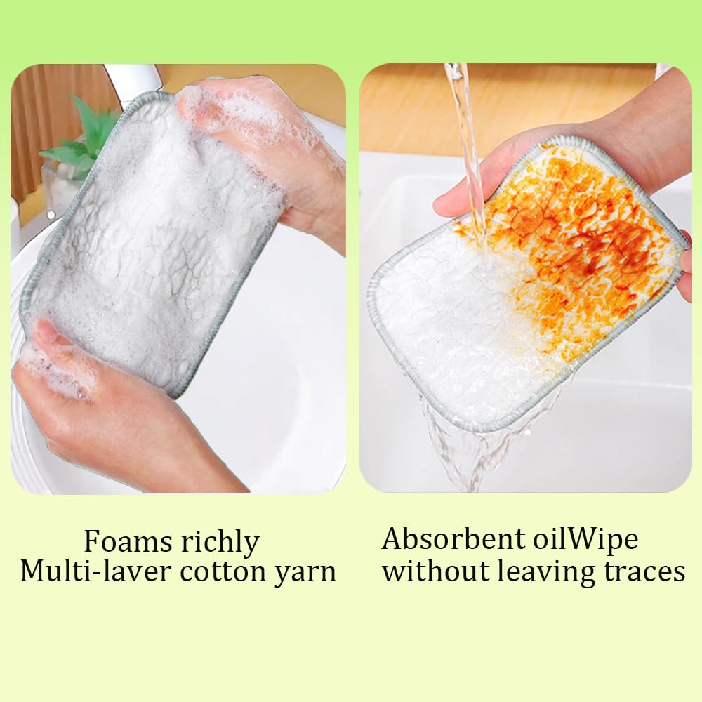Multipurpose Wire Dishwashing Rags, 2025 Upgraded Double-Sided Metal and Cotton Dish Cloth for Wet and Dry, No Scratches Kitchen Cleaning Dish Rags for Sinks, Pots, Pans (5)