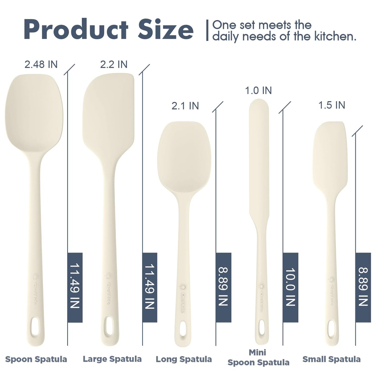 5 Pieces Silicone Spatula Set, Food Grade Rubber Spatula, Upgrade Strong Handle with Ergonomic Grip, Heat Resistant Up to 600°F for Nonstick Cookware, Cooking