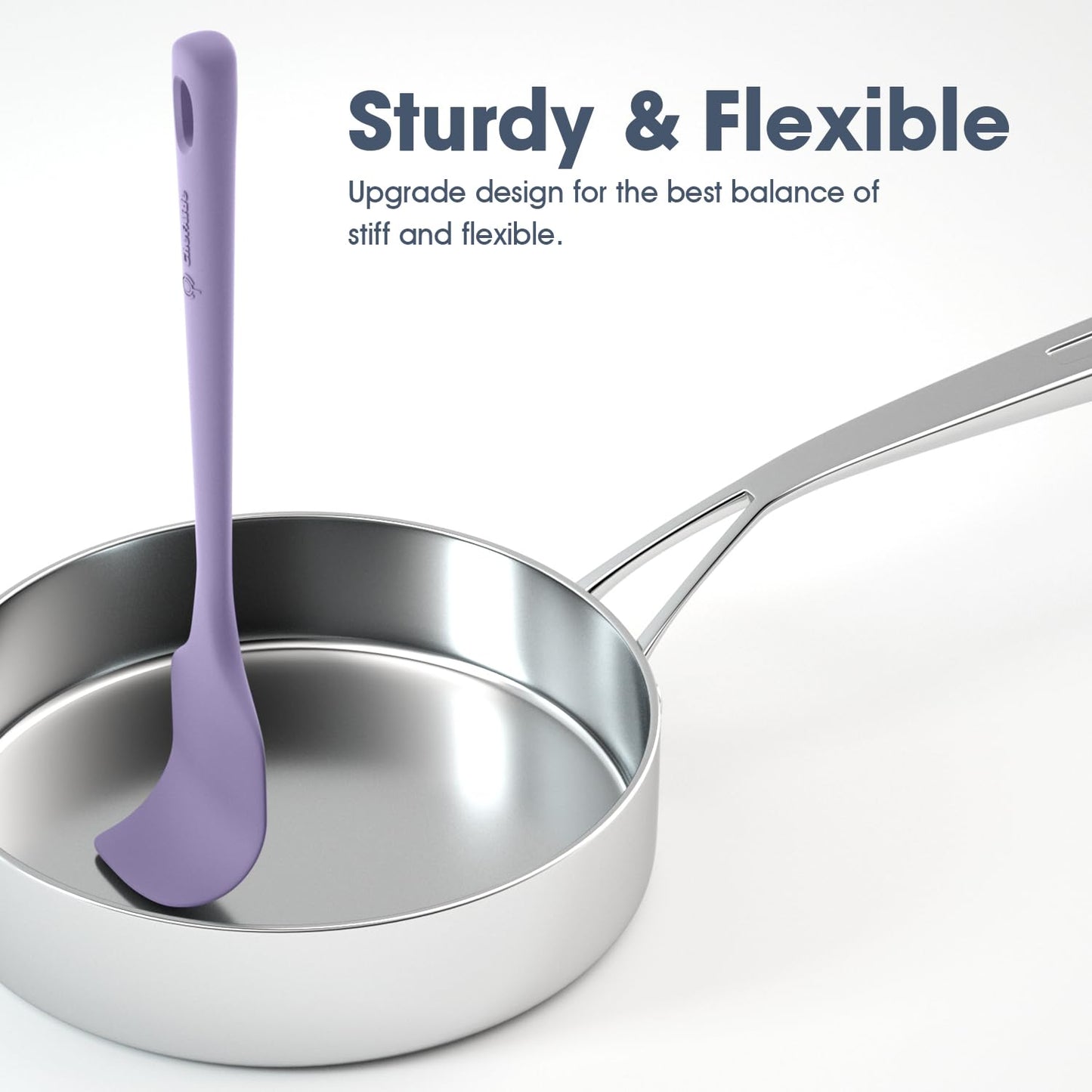 5 Pieces Silicone Spatula Set, Food Grade Rubber Spatula, Upgrade Strong Handle with Ergonomic Grip, Heat Resistant Up to 600°F for Nonstick Cookware, Cooking