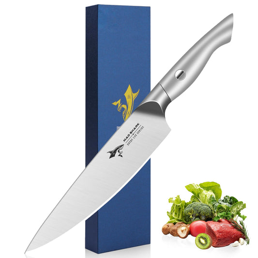 MAD SHARK Chef Knife 8 inch Chopping Knife High Carbon Stainless Steel Shark Chef's Knives with Ergonomic Handle, Cooking Knife with Gift Box, Birthday Gifts for Mom/Dad, Black